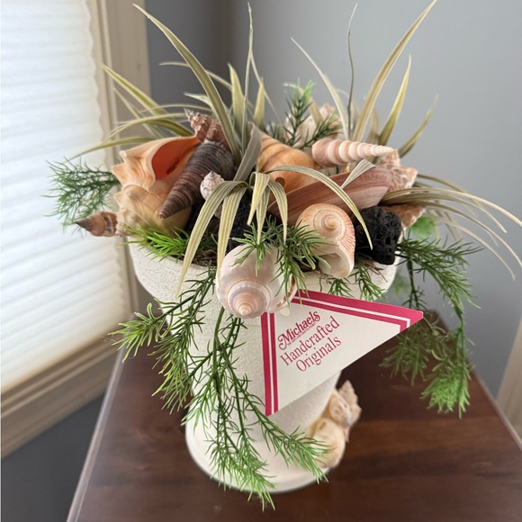 Michaels Other - Flower Pot with seashells w/ faux moss & greenery NWT